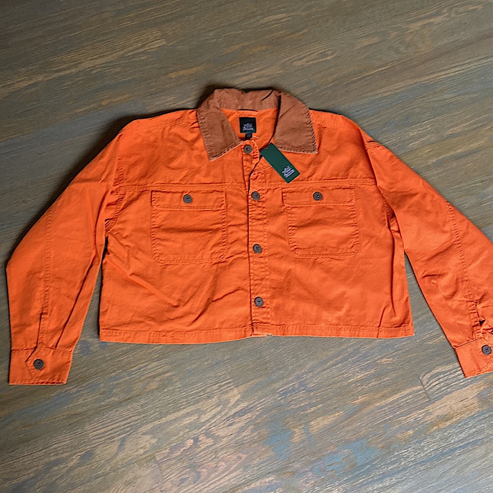 Wild Fable Women's Rust Cropped Canvas Long Sleeve Surplus Shacket Size Large - Picture 3 of 11